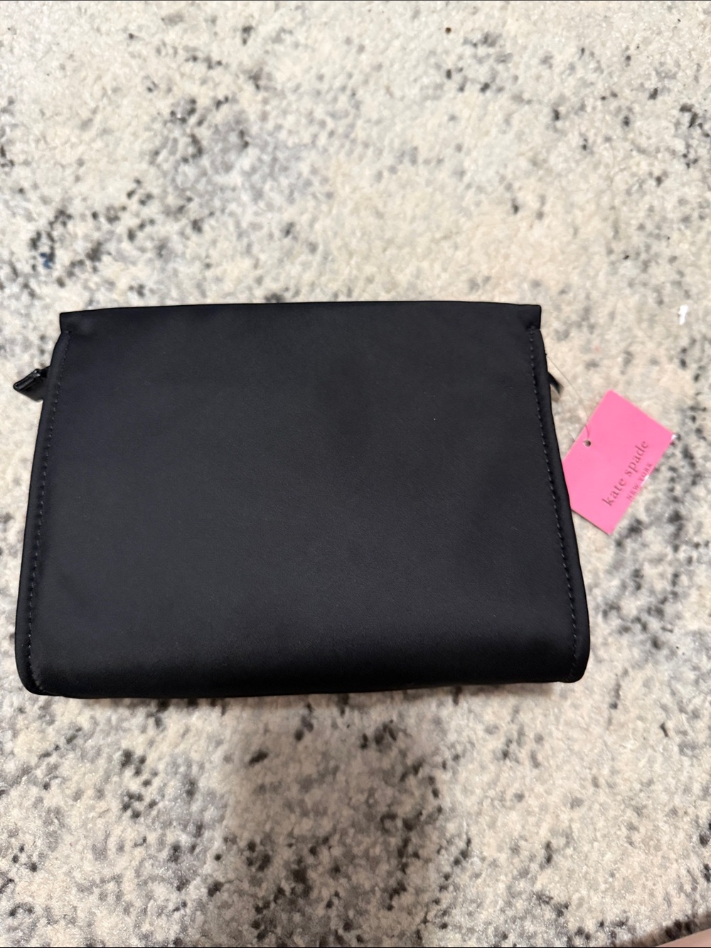 NWT kate spade Black Nylon Pouch with Pink Logo Patch - Picture 2 of 3
